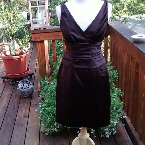 David's Bridal  Brown Satin Dress - Picture 1 of 8